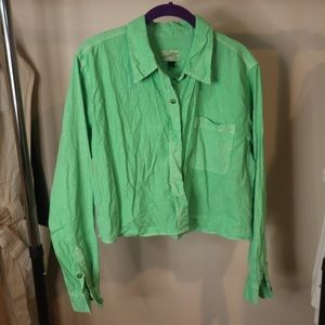 Green Cropped Button Down